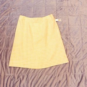 Yellow and White Houndstooth Skirt